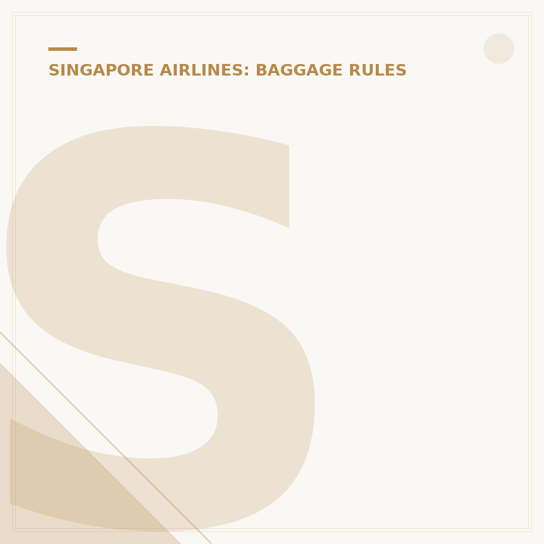 Singapore Airlines Excess Baggage Rates and Policies