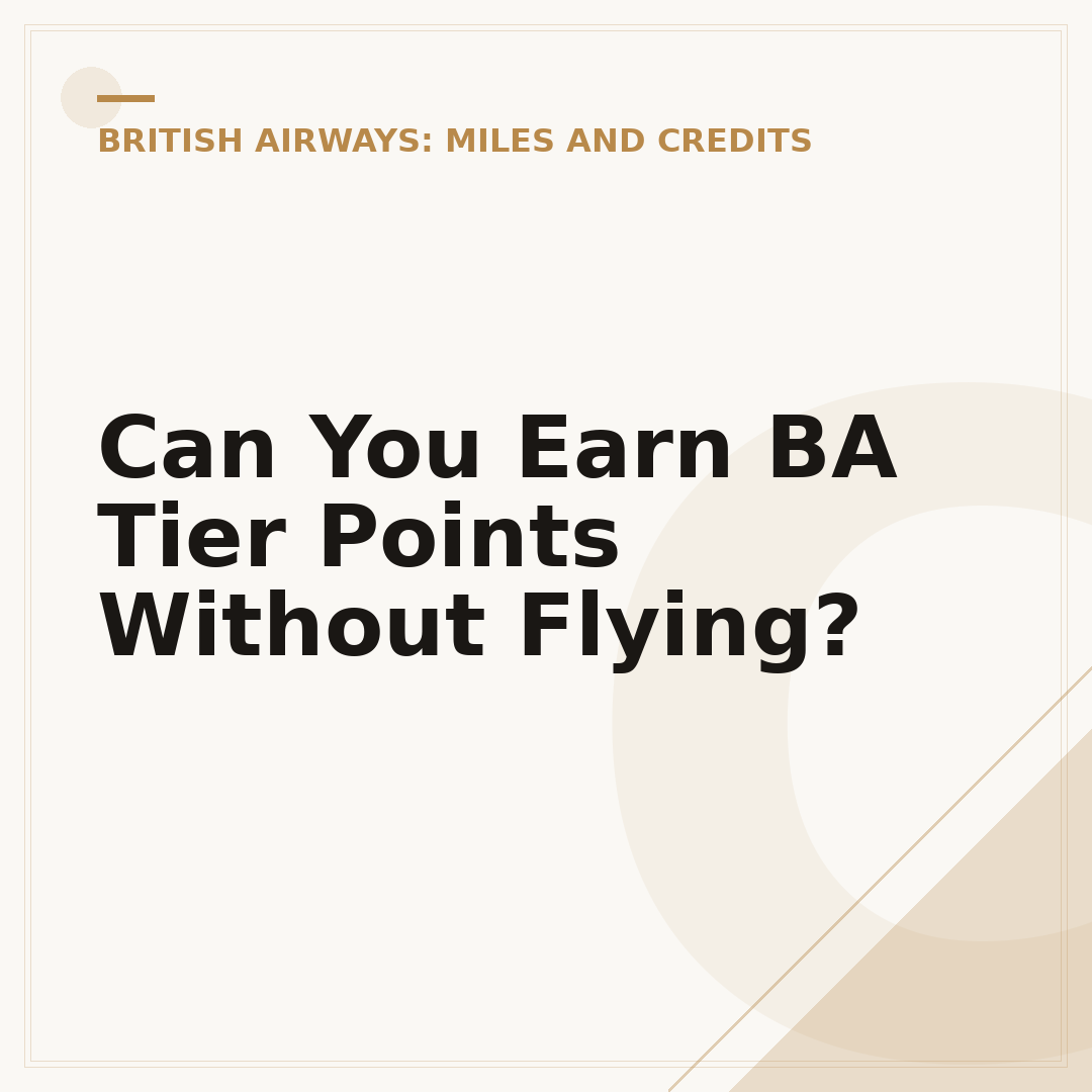 Can You Earn BA Tier Points Without Flying?