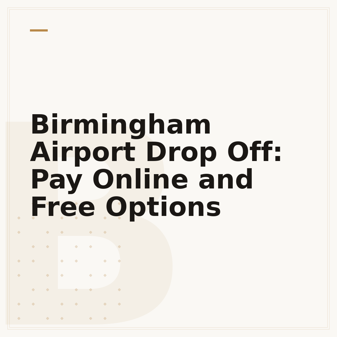 Birmingham Airport Drop Off: Pay Online and Free Options