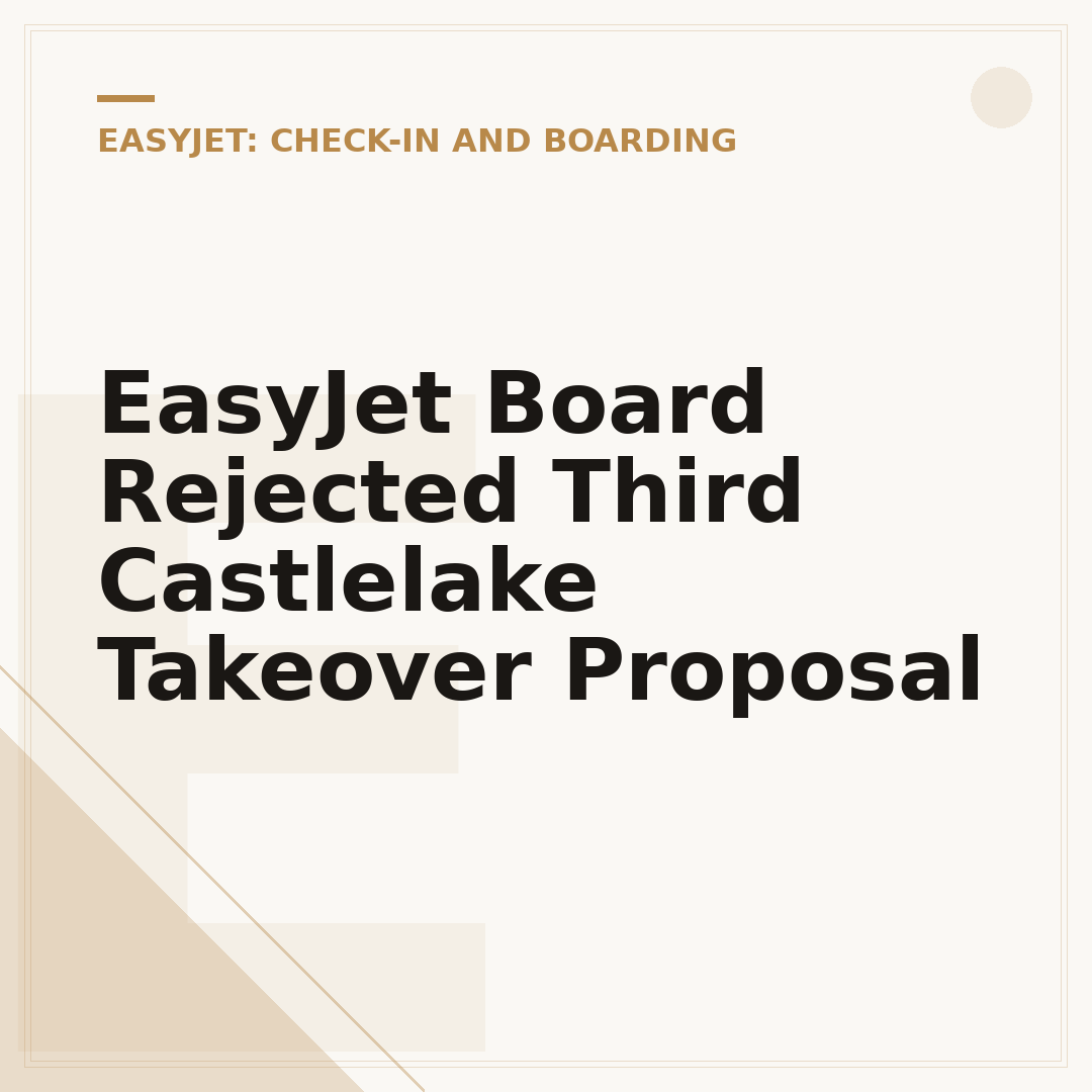 EasyJet Board Rejected Third Castlelake Takeover Proposal