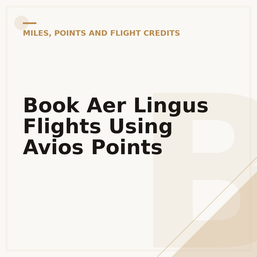 Book Aer Lingus Flights Using Avios Points