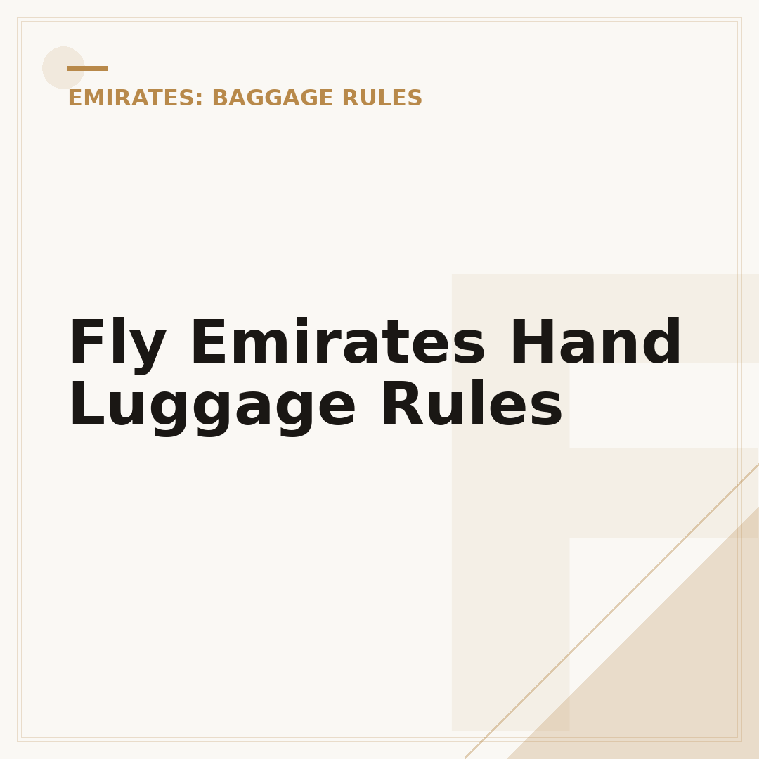 Fly Emirates Hand Luggage Rules