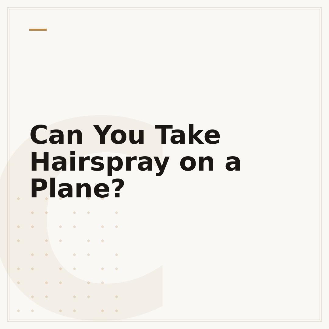 Can You Take Hairspray on a Plane?