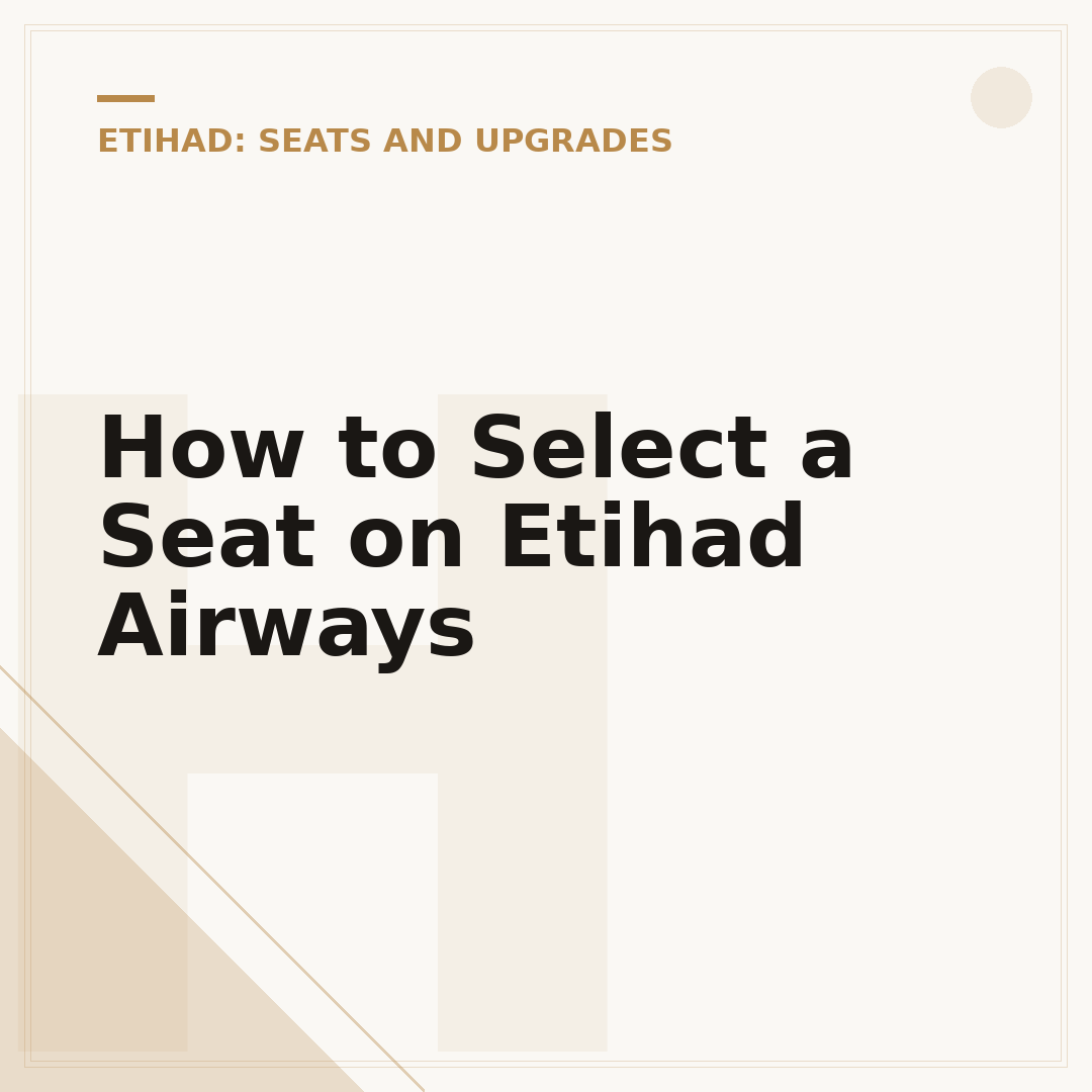 How to Select a Seat on Etihad Airways