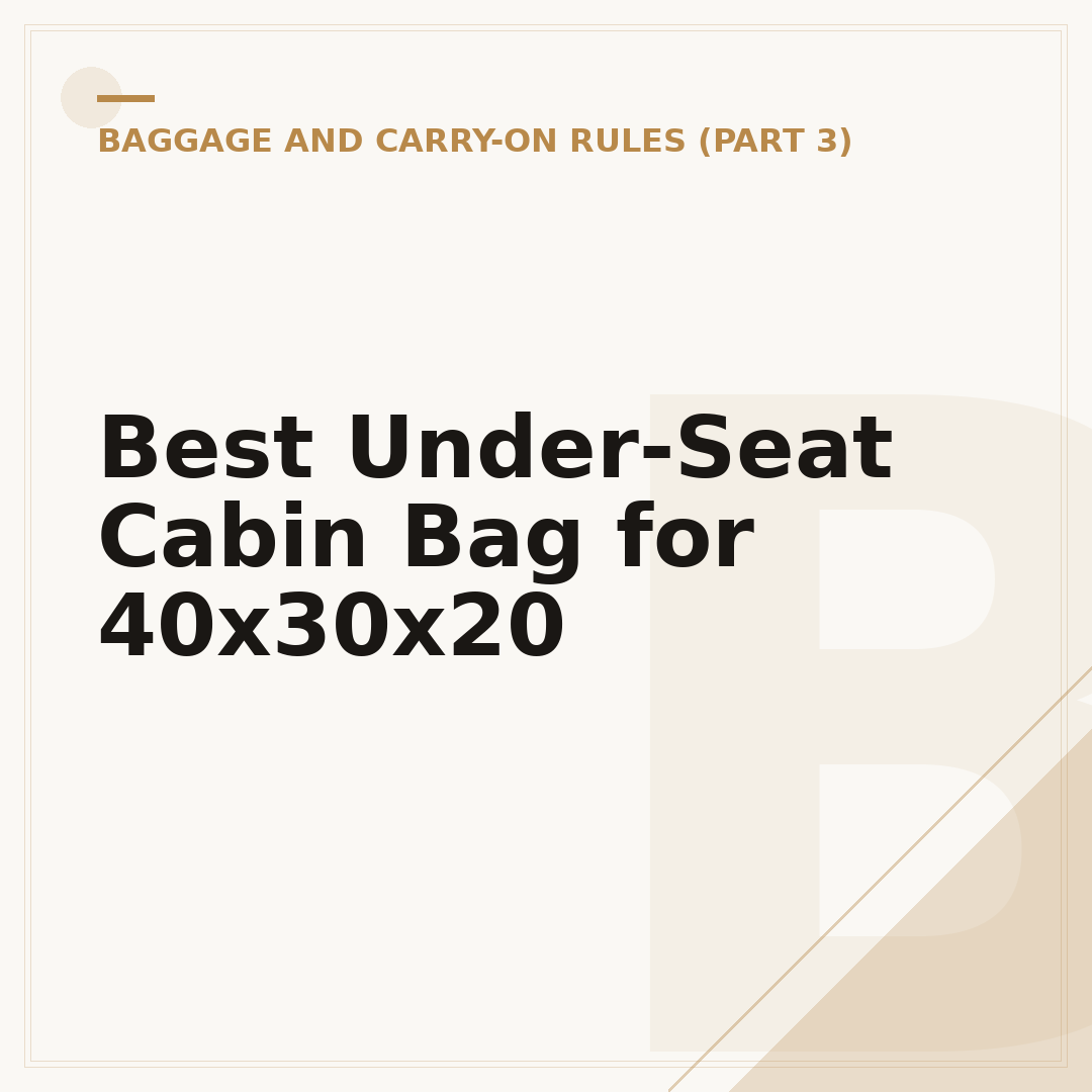 Best Under-Seat Cabin Bag for 40x30x20