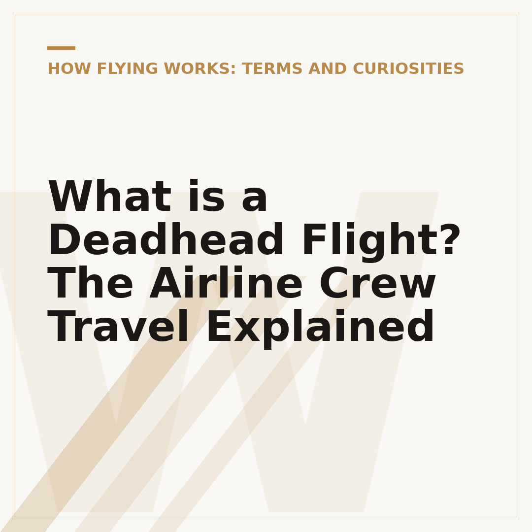 What is a Deadhead Flight? The Airline Crew Travel Explained