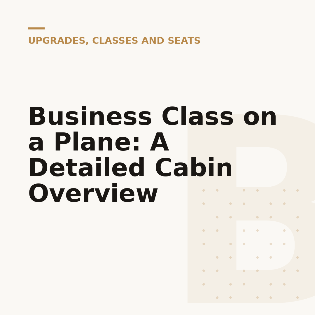 Business Class on a Plane: A Detailed Cabin Overview